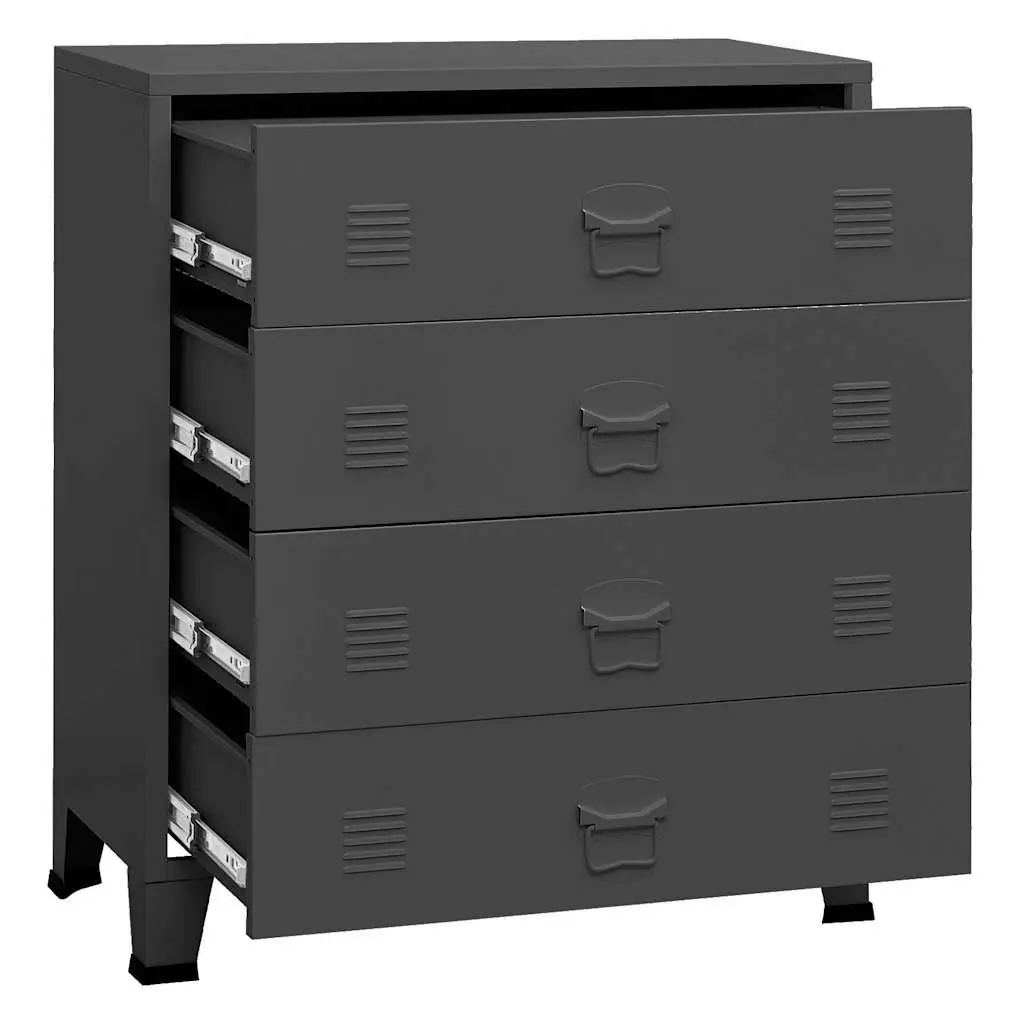 Metal Drawer Cabinet Anthracite 4 Drawers Storage Chest