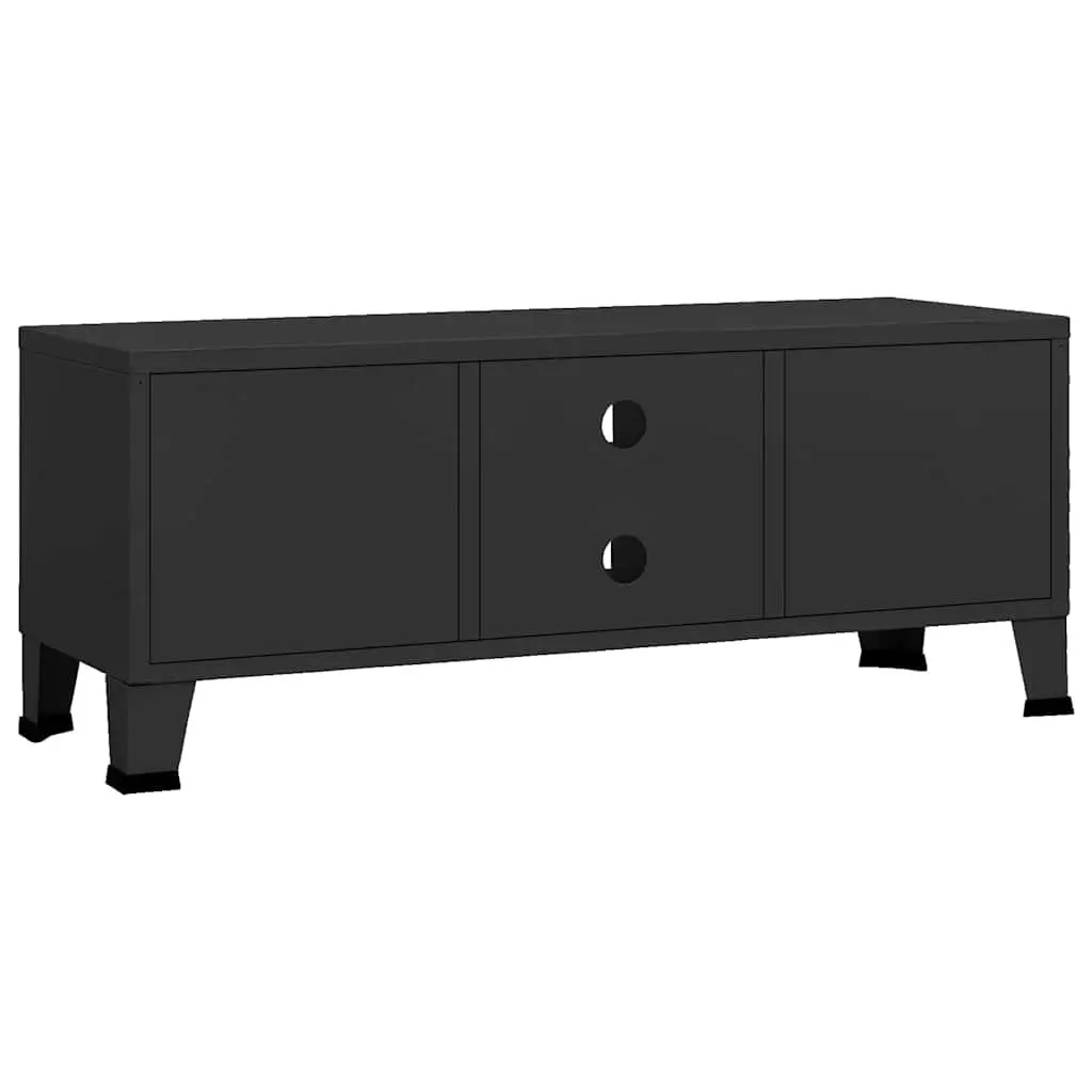 Industrial TV Cabinet Black Metal Storage Unit 105 x 35 x 42 cm