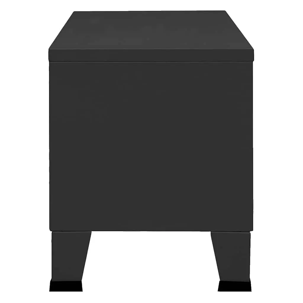 Industrial TV Cabinet Black Metal Storage Unit 105 x 35 x 42 cm