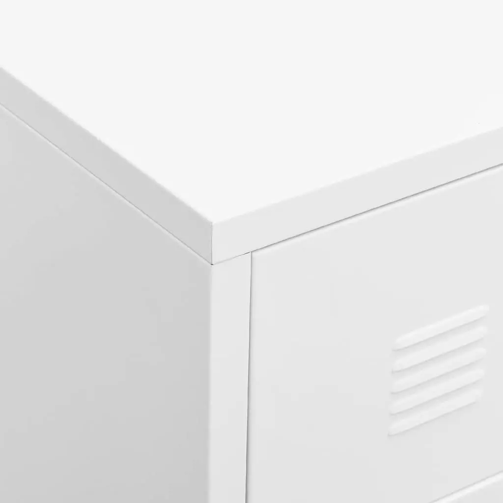 Industrial TV Cabinet White Metal Storage Unit with Doors Shelf Media Console