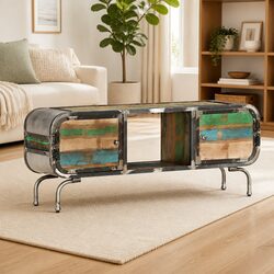 Multicolour Solid Wood TV Cabinet 110x30x42cm