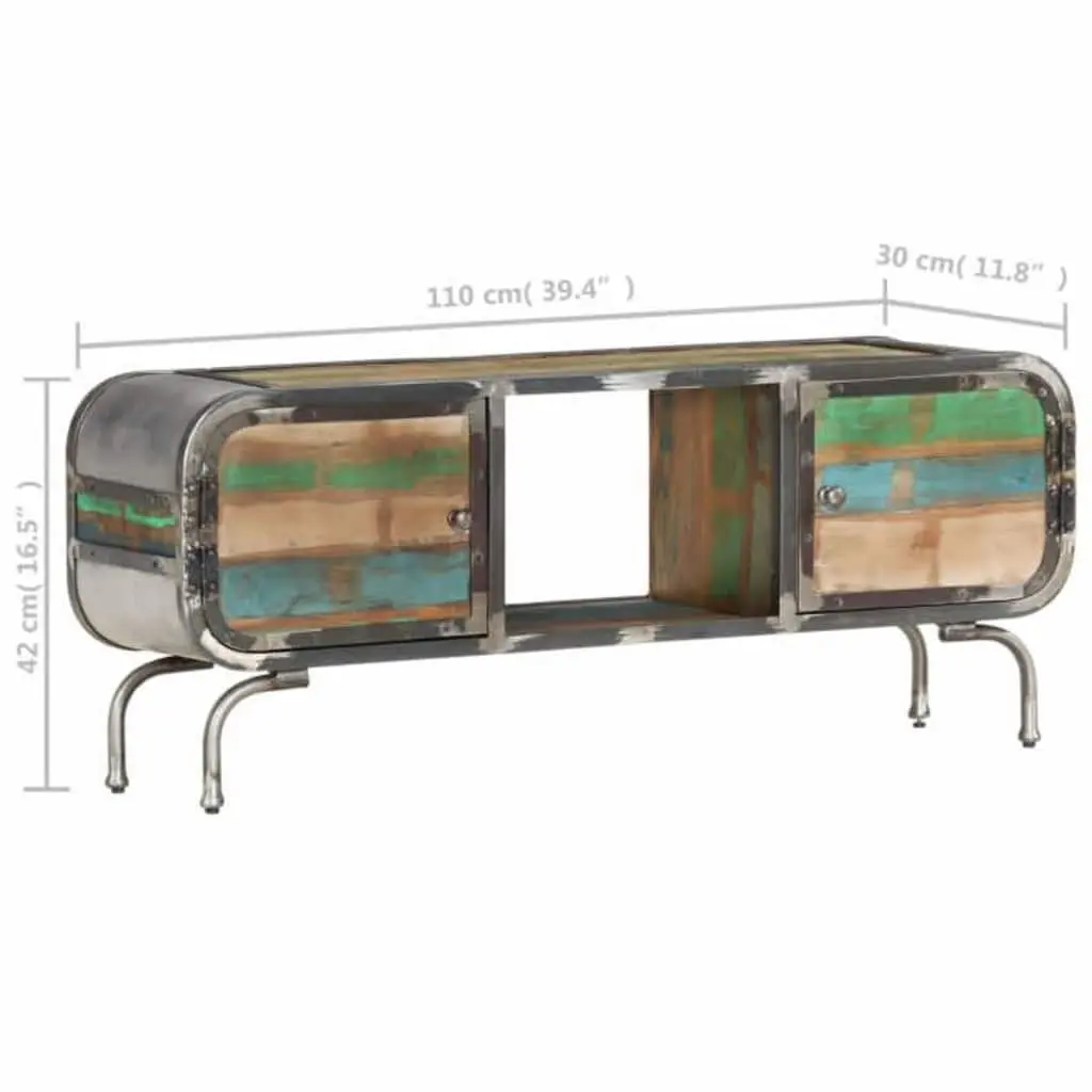 Multicolour Solid Wood TV Cabinet 110x30x42cm
