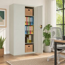 Stylish Grey Steel File Cabinet with Adjustable Shelves