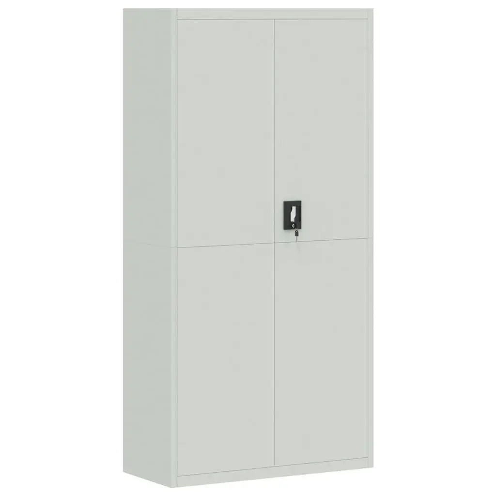 File Cabinet Grey Steel 4 Adjustable Shelves Lockable Storage Cupboard