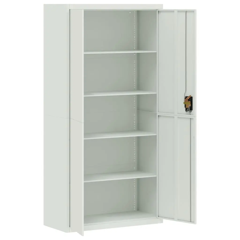 File Cabinet Grey Steel 4 Adjustable Shelves Lockable Storage Cupboard