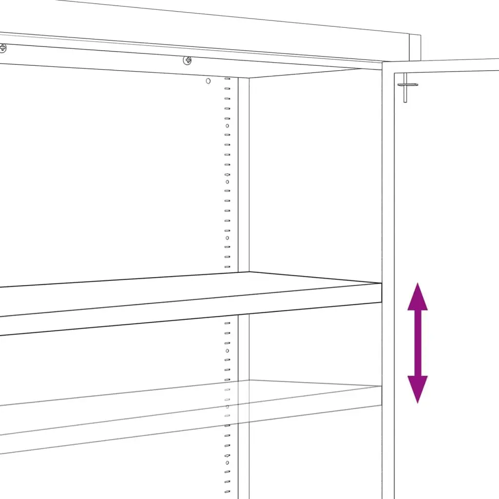 File Cabinet Grey Steel 4 Adjustable Shelves Lockable Storage Cupboard