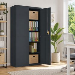 Anthracite File Cabinet with Adjustable Shelves
