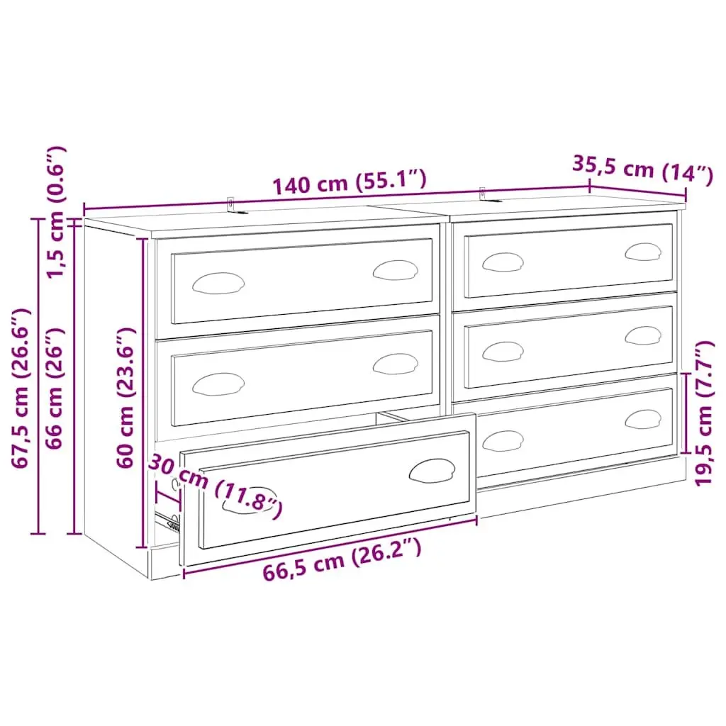Black Sideboard Storage Cabinet 70 x 35.5 x 67.5 cm