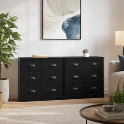 Set of 2 Black Engineered Wood Sideboards for Modern Living