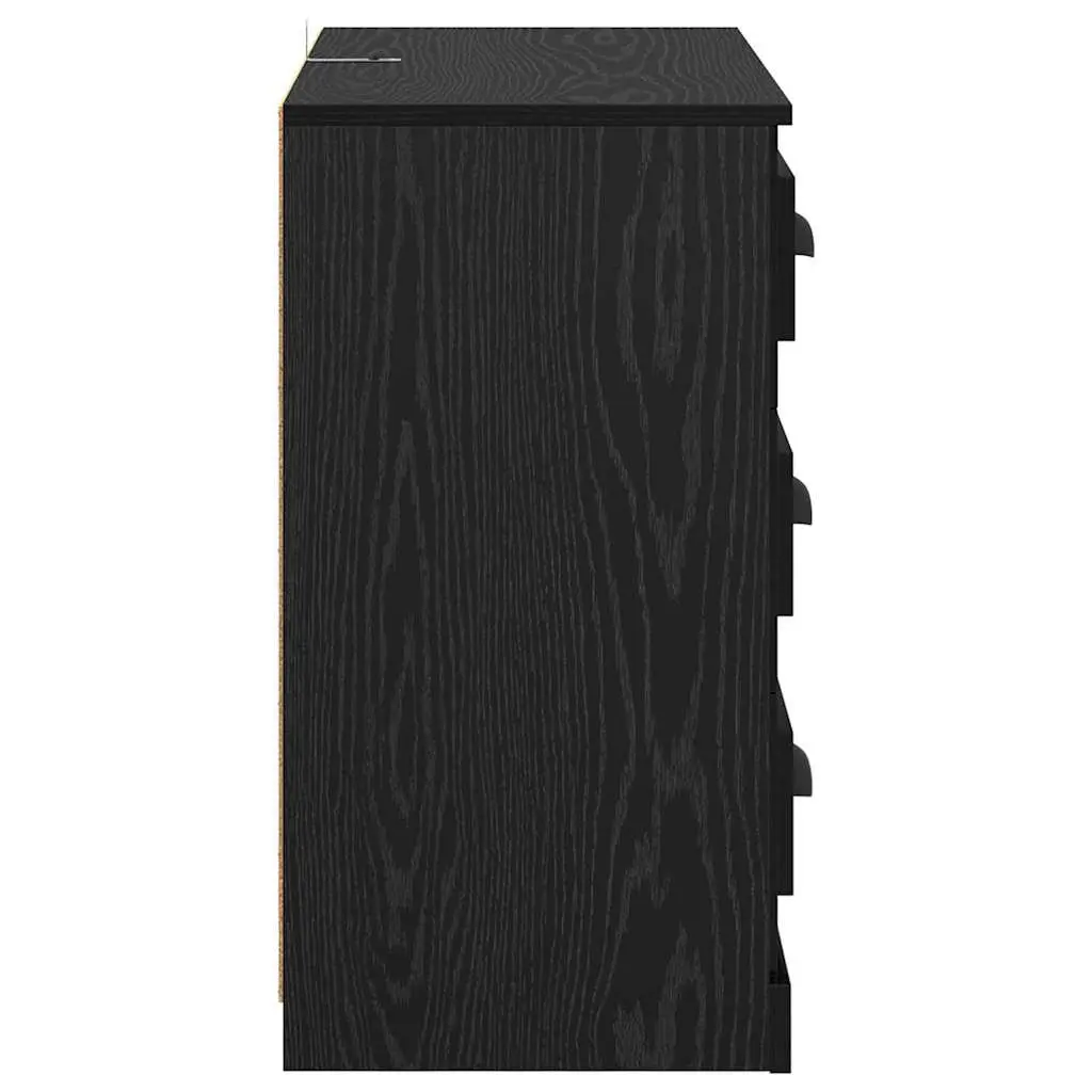Set of 2 Modern Black Sideboards Engineered Wood Storage Cabinet 70x35.5x67.5cm