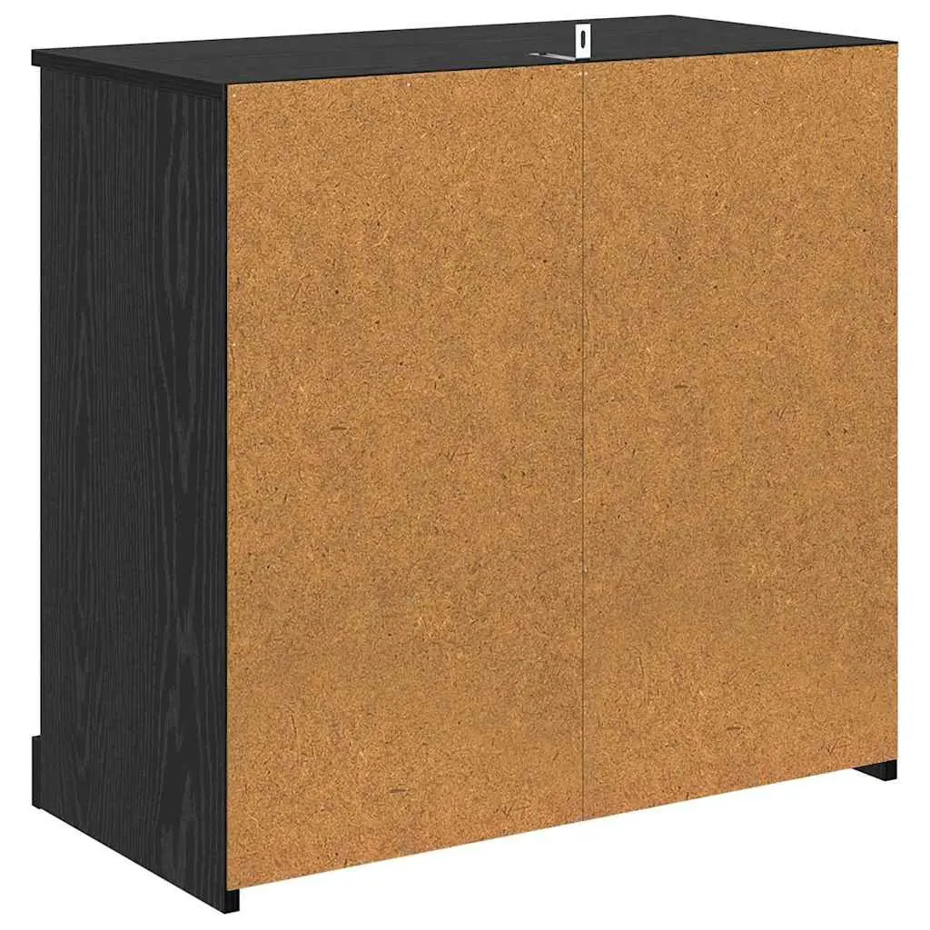 Set of 2 Modern Black Sideboards Engineered Wood Storage Cabinet 70x35.5x67.5cm