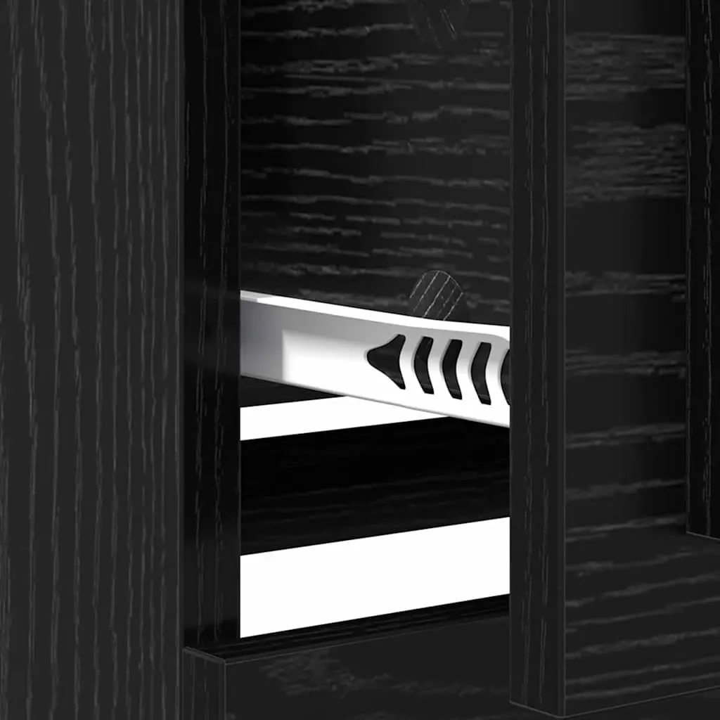 Set of 2 Modern Black Sideboards Engineered Wood Storage Cabinet 70x35.5x67.5cm