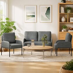Inviting 3-Piece Grey Sofa Set for Cozy Living Rooms