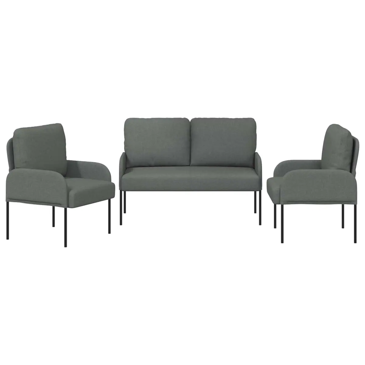 3-Piece Sofa Set Modern Grey Polyester Indoor Furniture Plywood Frame Metal Legs