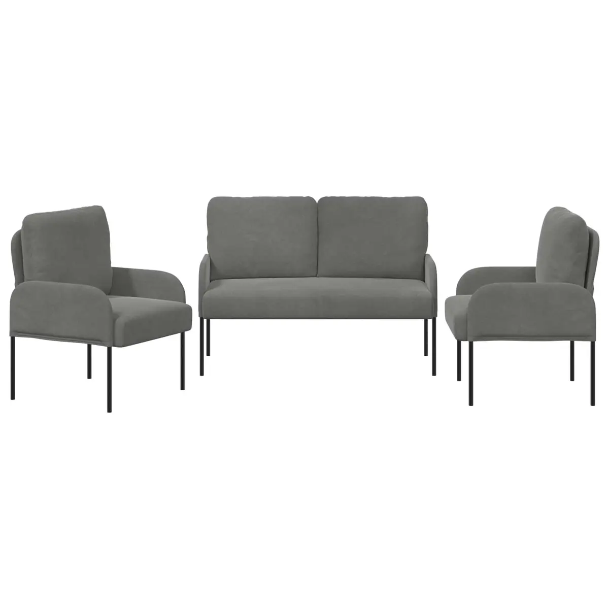 3 Piece Modern Sofa Set Grey Polyester