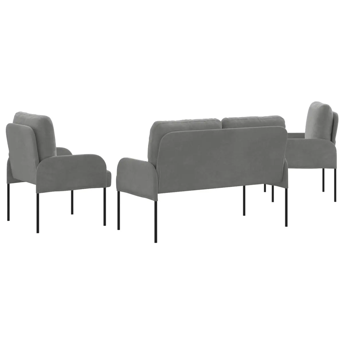 3 Piece Modern Sofa Set Grey Polyester