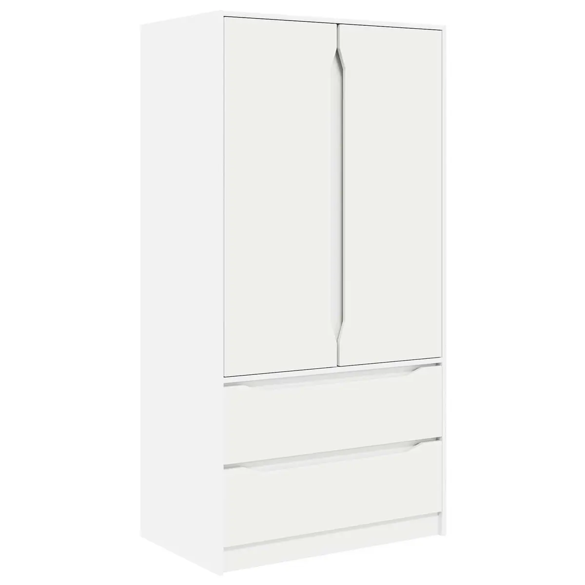 White Wardrobe Cabinet with Drawer Engineered Wood Bedroom Storage Cupboard