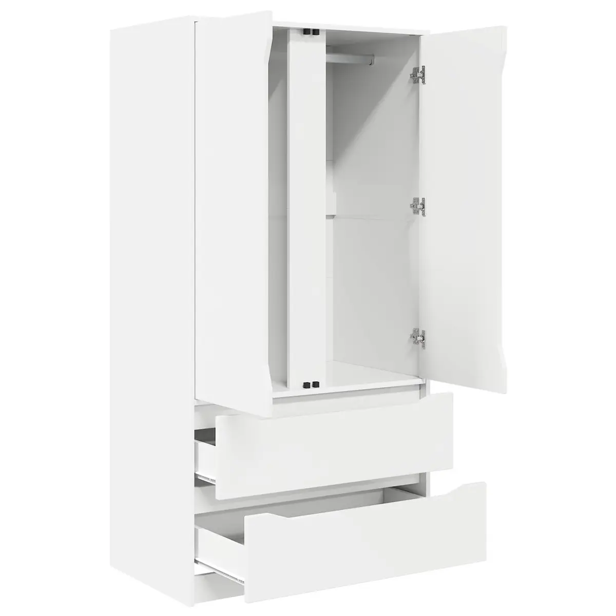 White Wardrobe Cabinet with Drawer Engineered Wood Bedroom Storage Cupboard
