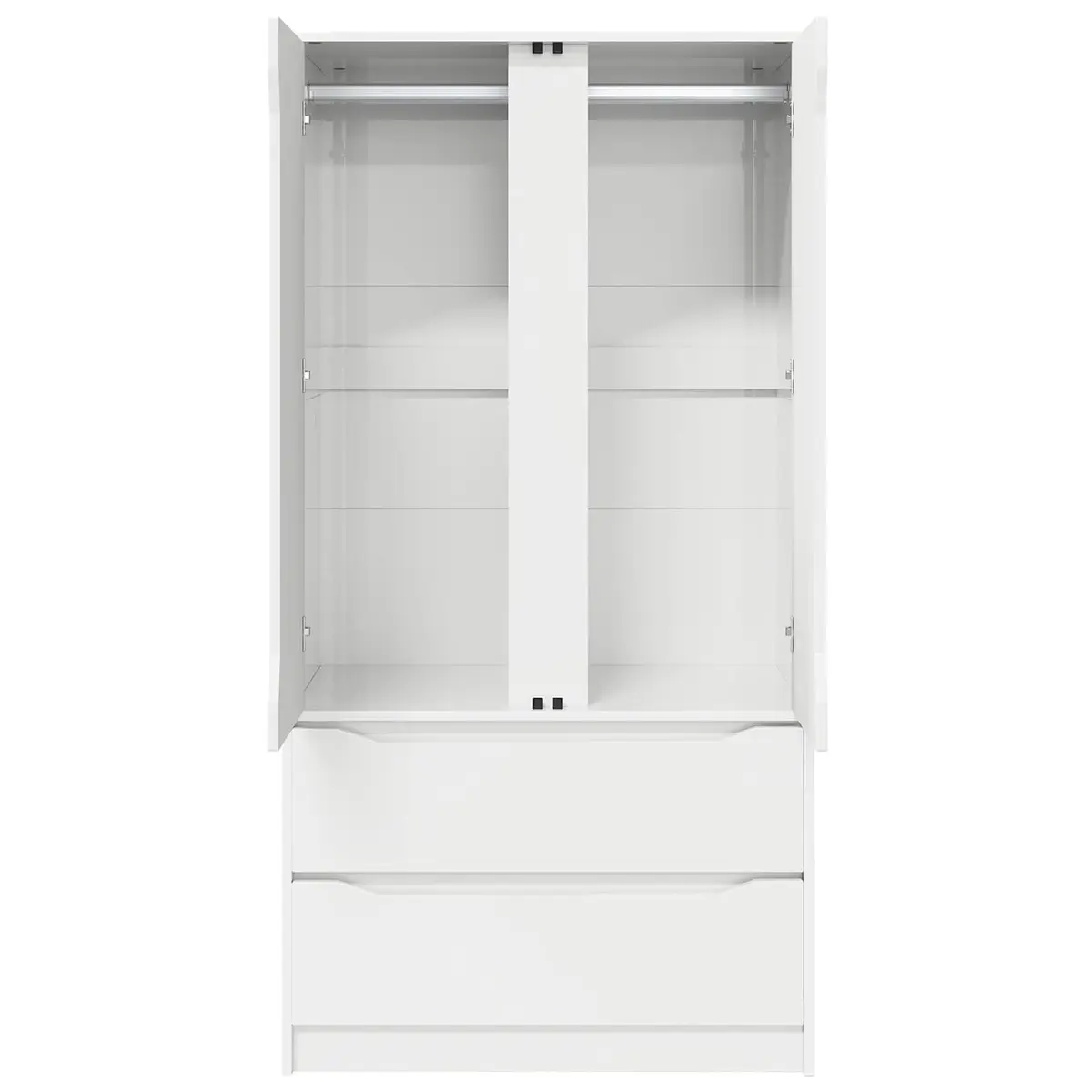 White Wardrobe Cabinet with Drawer Engineered Wood Bedroom Storage Cupboard