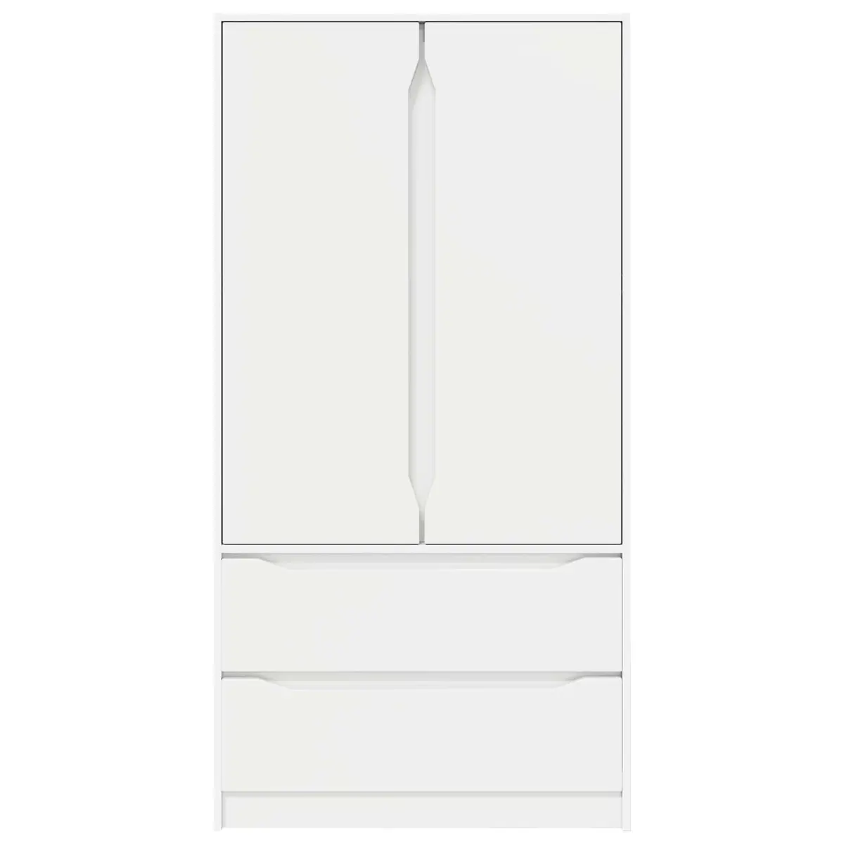 White Wardrobe Cabinet with Drawer Engineered Wood Bedroom Storage Cupboard