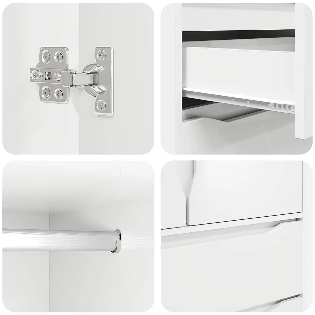 White Wardrobe Cabinet with Drawer Engineered Wood Bedroom Storage Cupboard