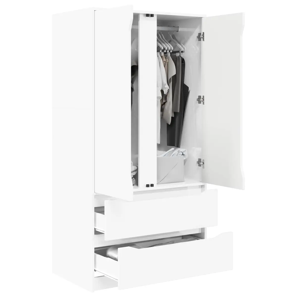 Wardrobe High Gloss White 79.5 x 49 x 156 cm Engineered Wood Bedroom Storage Cupboard Cabinet
