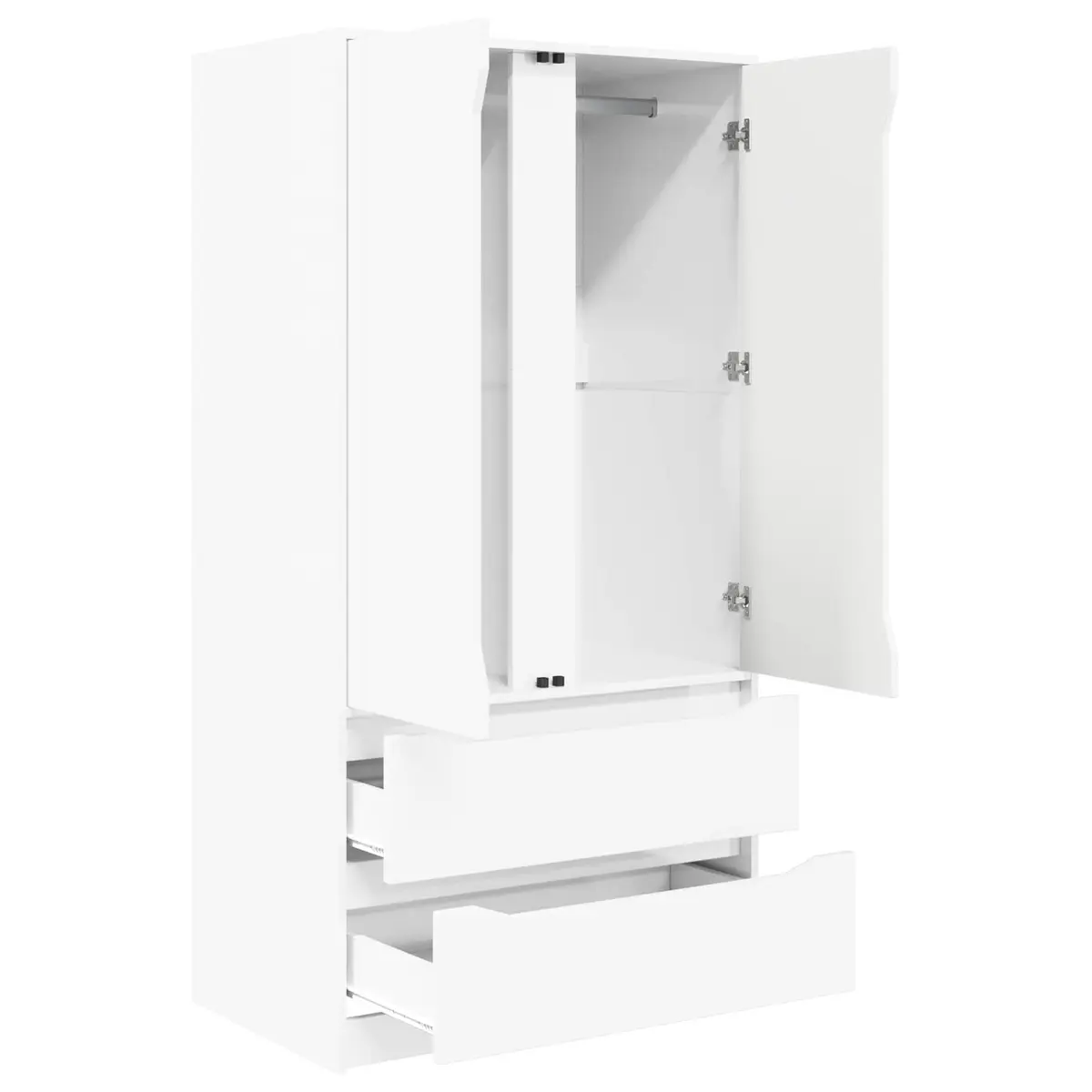 Wardrobe High Gloss White 79.5 x 49 x 156 cm Engineered Wood Bedroom Storage Cupboard Cabinet