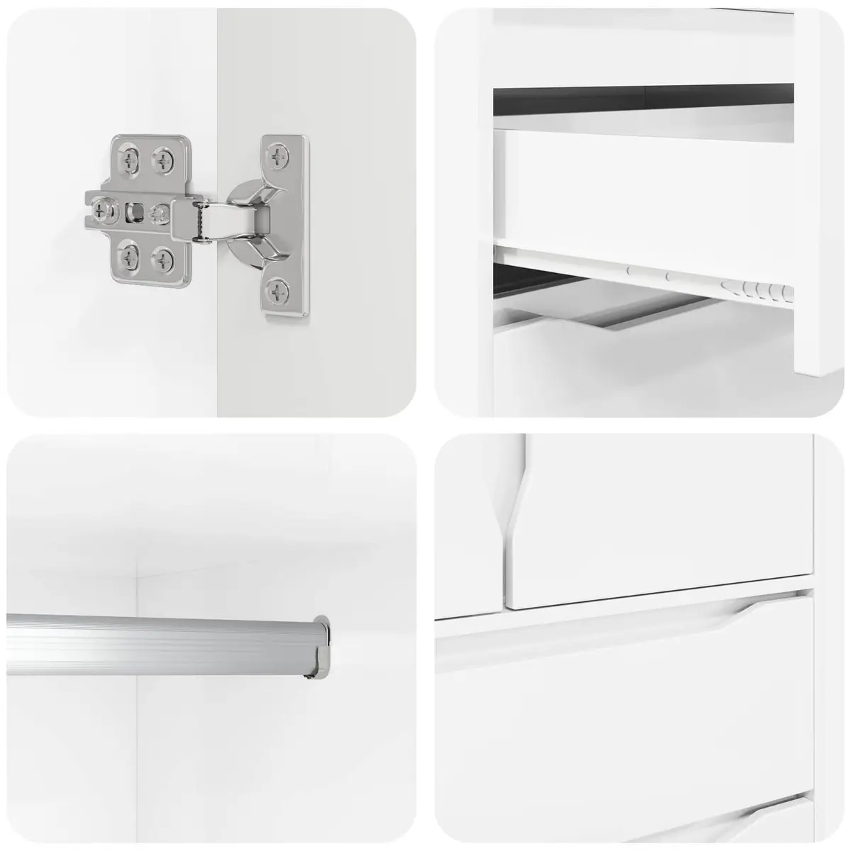 Wardrobe High Gloss White 79.5 x 49 x 156 cm Engineered Wood Bedroom Storage Cupboard Cabinet