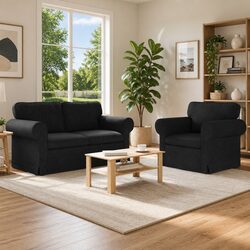 Contemporary 2-Piece Black Modular Sofa Set