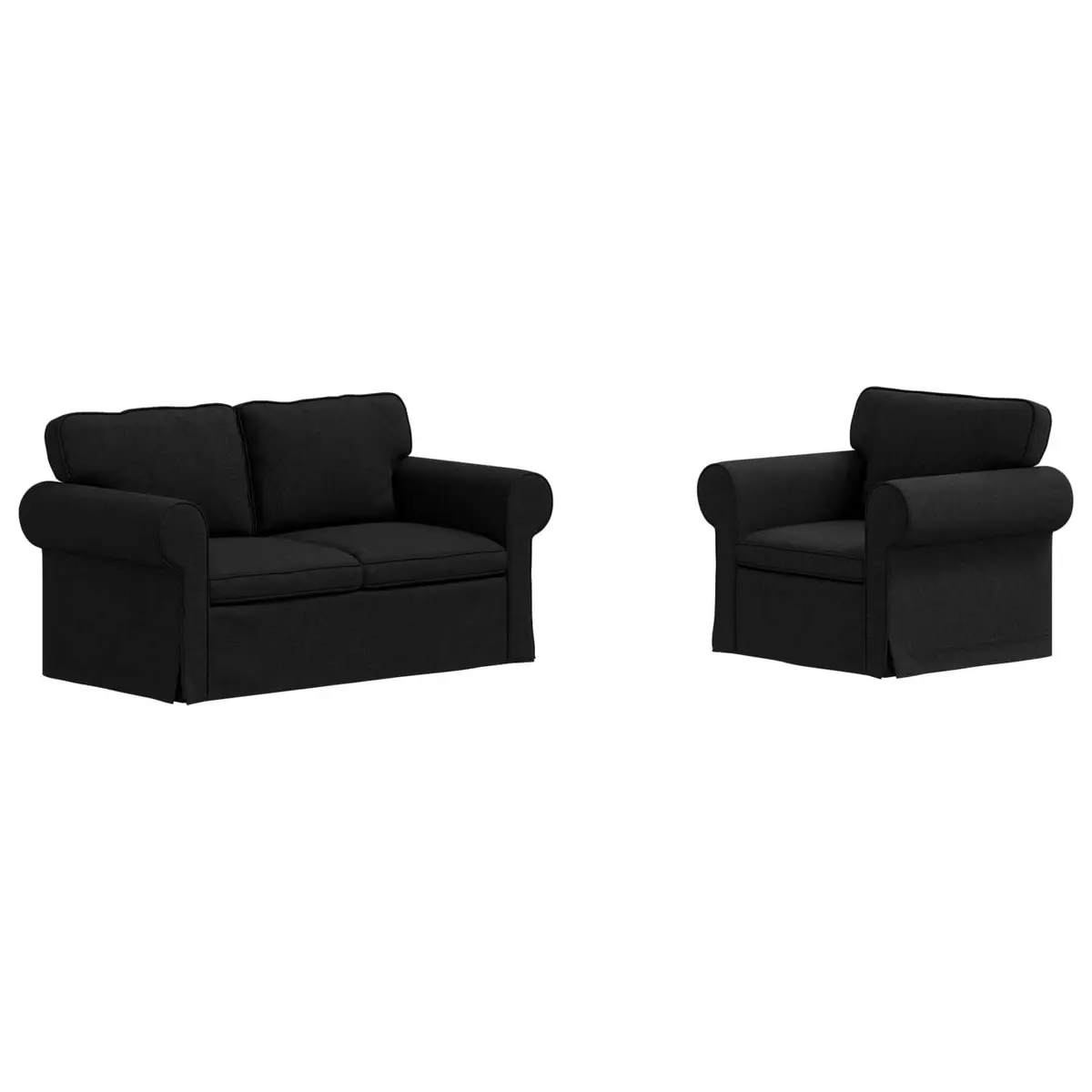 2 Piece Modular Sofa Set Black Contemporary Fabric Couch