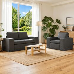 2-Piece Grey Modular Sectional Sofa Set for Living Rooms