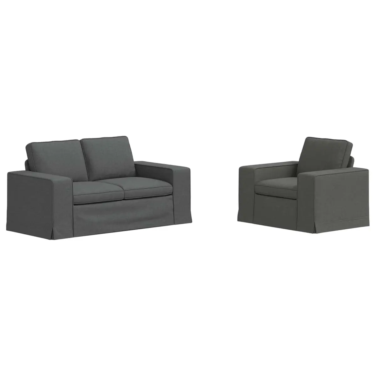 Sofa Set Grey Modular Sectional 2 Piece Fabric Couch