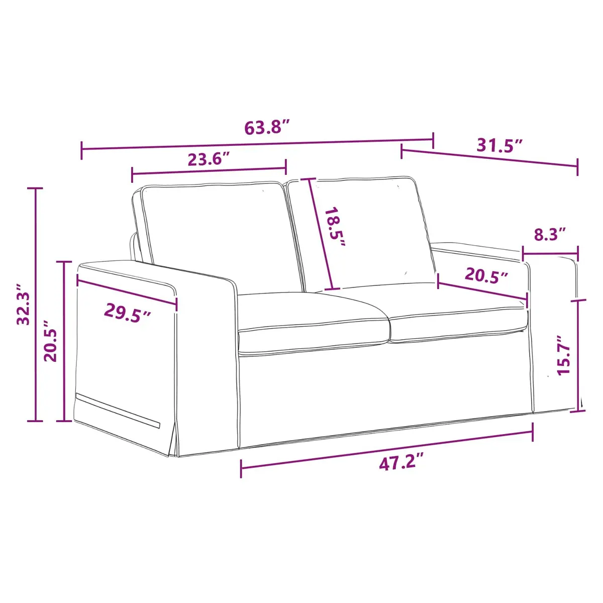 Sofa Set Grey Modular Sectional 2 Piece Fabric Couch