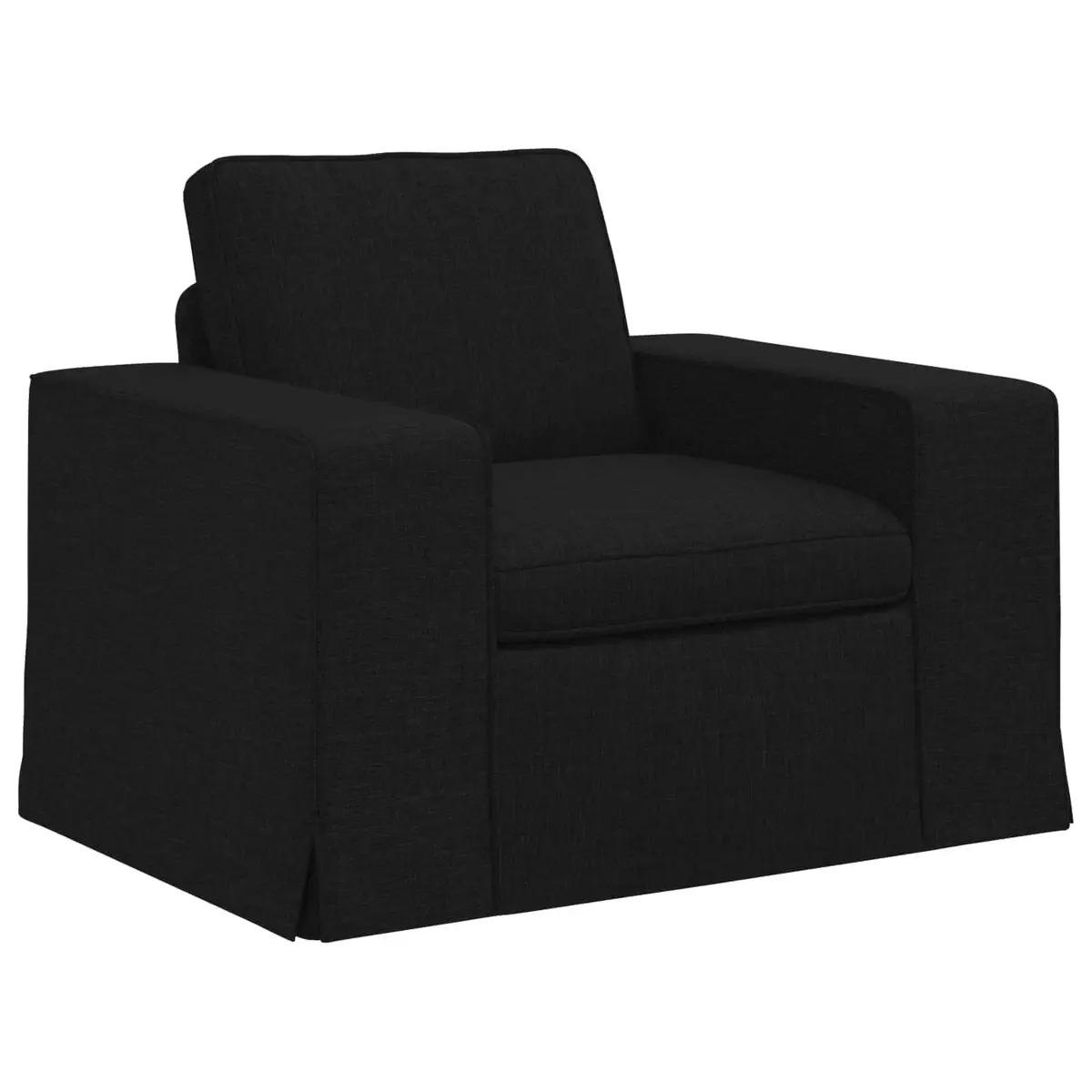 2-Piece Modular Black Fabric Sofa Set Modern Sectional Couch