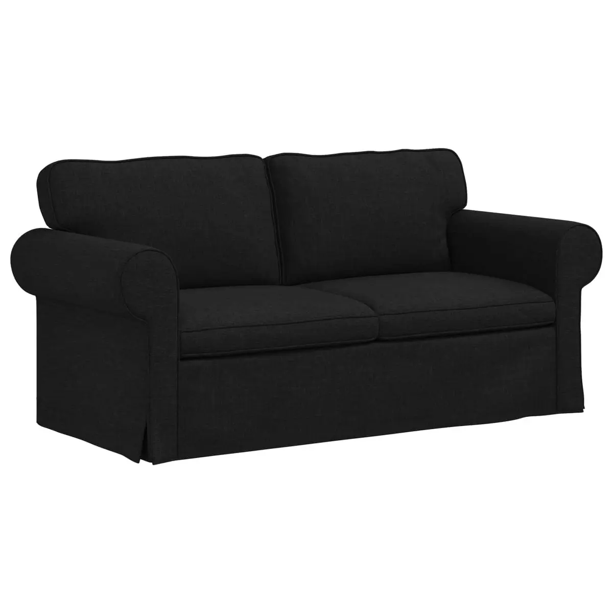 2-Piece Modular Sofa Set Black Fabric Living Room Furniture Contemporary Design