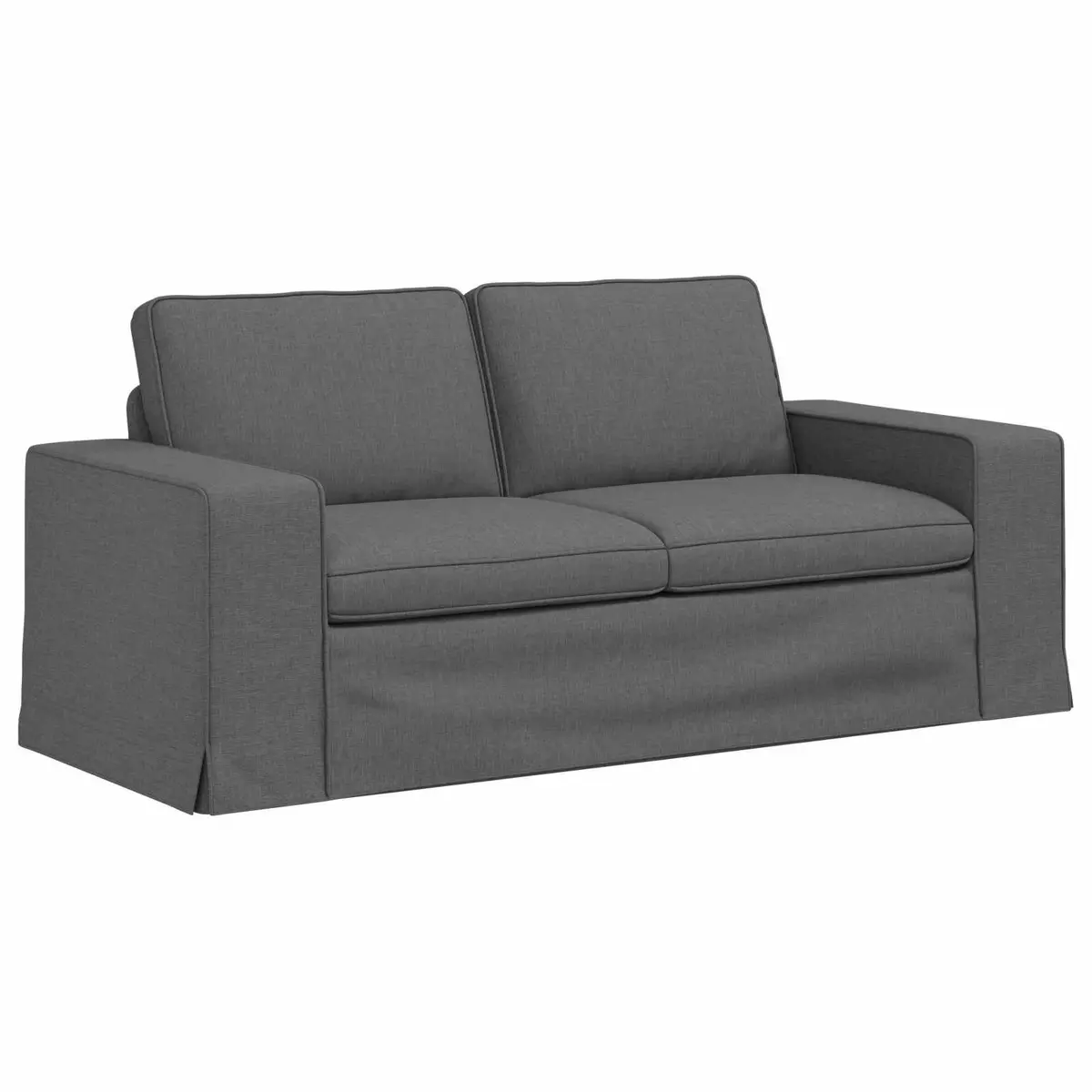 2-Piece Modular Sofa Set Grey Fabric Sectional Metal Frame Wooden Armrests Plastic Legs