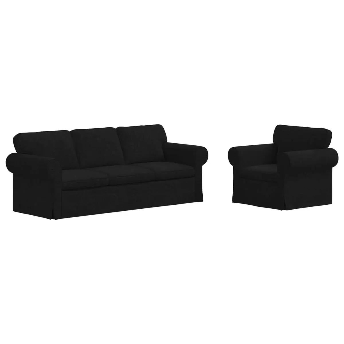 2-Piece Black Fabric Sofa Set Modular Living Room Furniture Contemporary Design