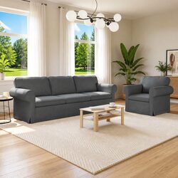 Modular Sofa Set 2 pcs Grey Fabric for Cozy Living Rooms