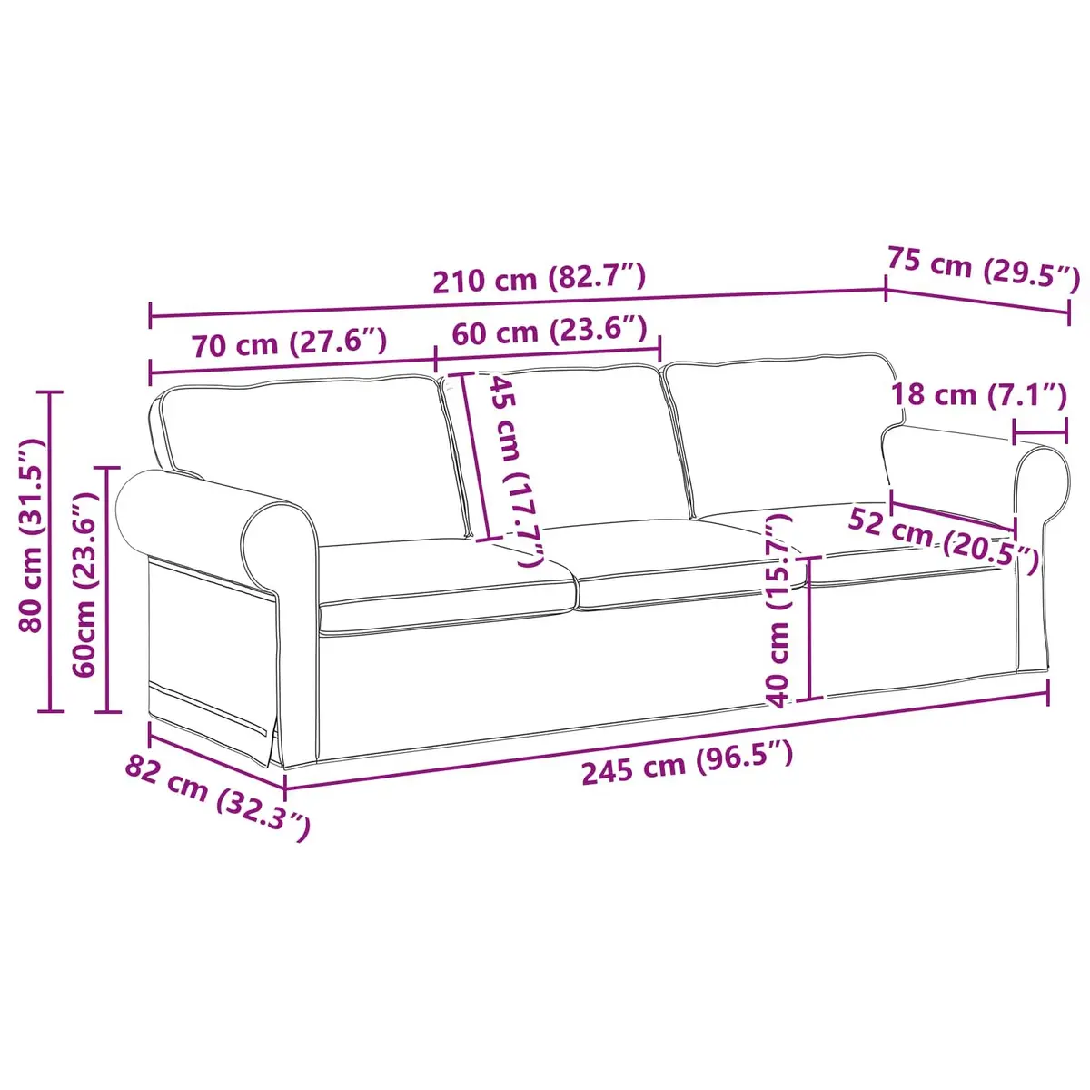 Sofa Set Dark Grey Fabric 2 Piece Modular Couch