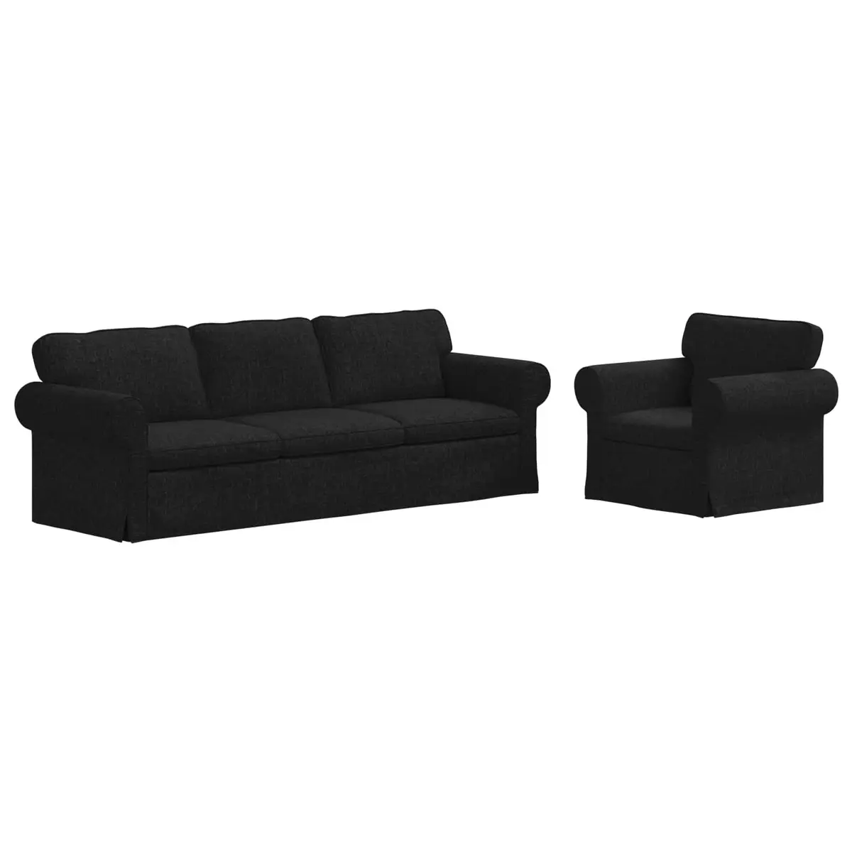 Sofa Set Black Modular 245cm Metal Frame Fabric Upholstery Engineered Wood Armrests