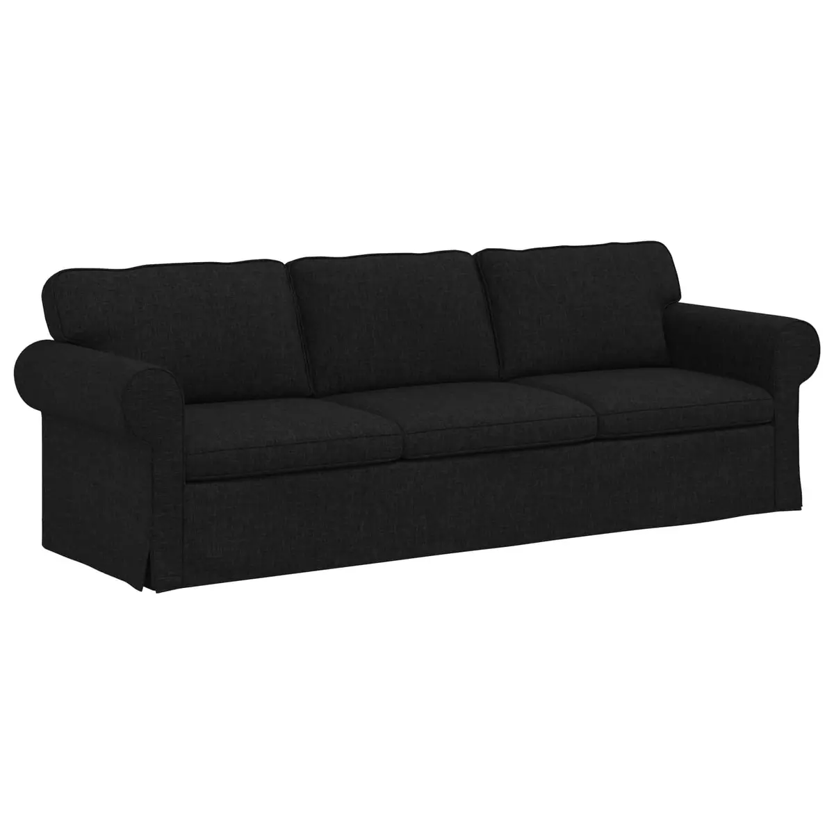 Sofa Set Black Modular 245cm Metal Frame Fabric Upholstery Engineered Wood Armrests