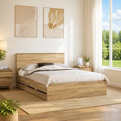 Modern Bed Frame with Storage Drawer 150x200cm