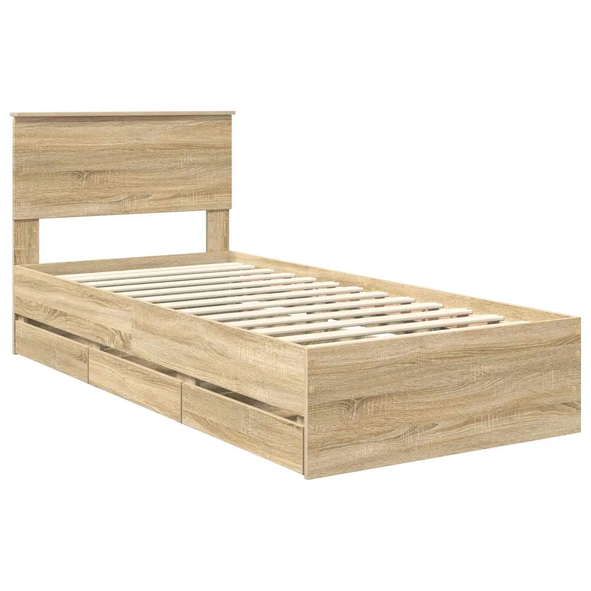 Sonoma Oak Bed Frame with Storage Drawer 90 x 190 cm