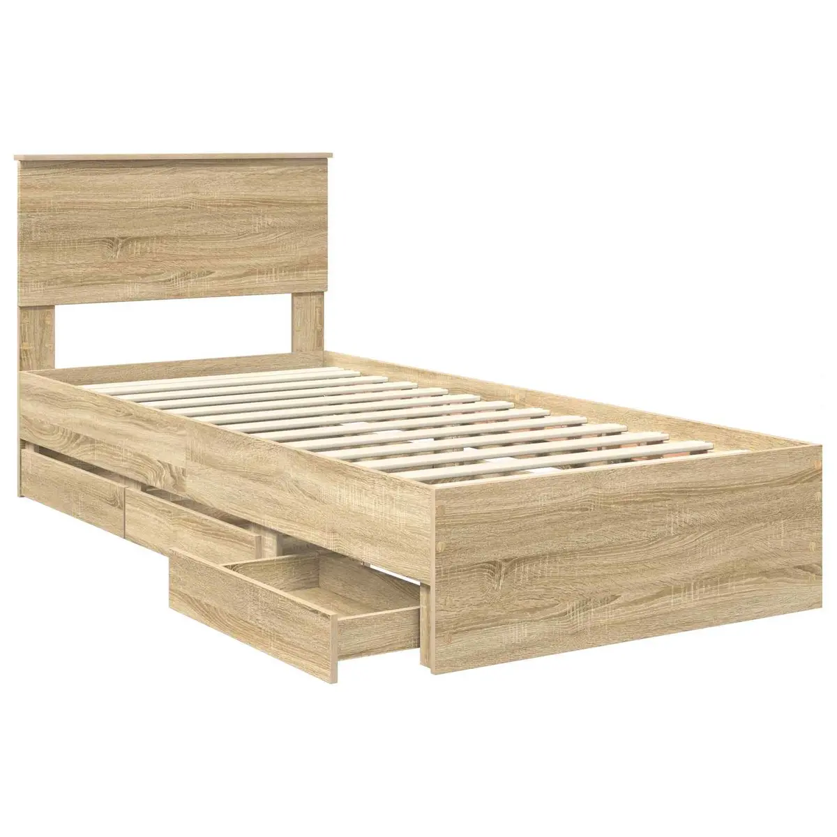 Sonoma Oak Bed Frame with Storage Drawer 90 x 190 cm