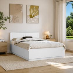 Comfortable White Bed Frame with USB Port and LED Lights