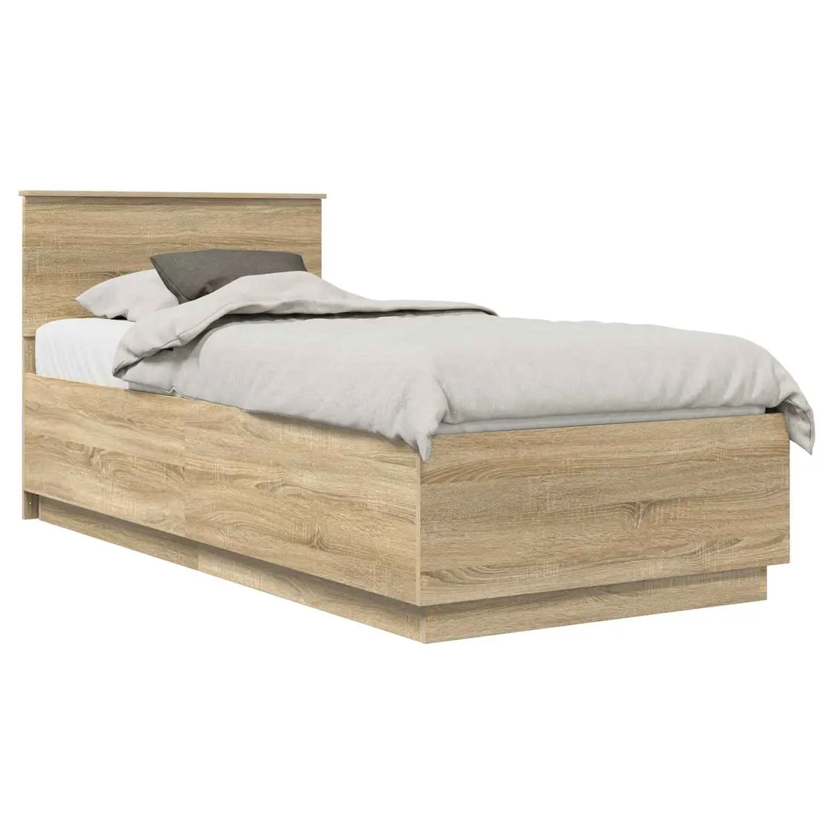 Brown Bed Frame with Headboard and USB Charging 90 x 190 cm