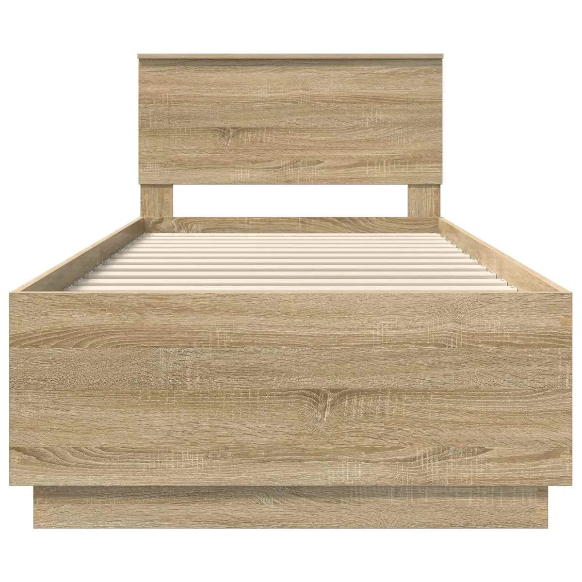 Brown Bed Frame with Headboard and USB Charging 90 x 190 cm