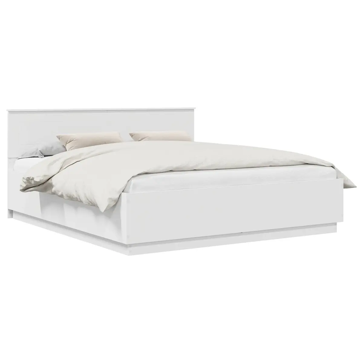 Bed Frame White 180 x 200 cm Wall-Mounted Headboard Modern Engineered Wood