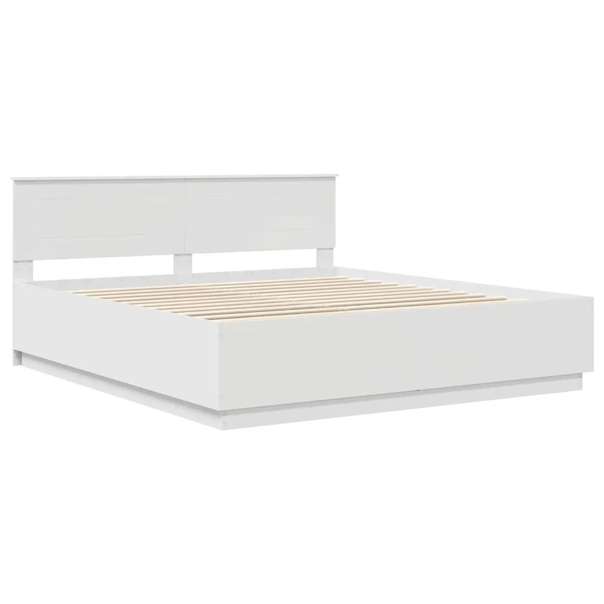 Bed Frame White 180 x 200 cm Wall-Mounted Headboard Modern Engineered Wood