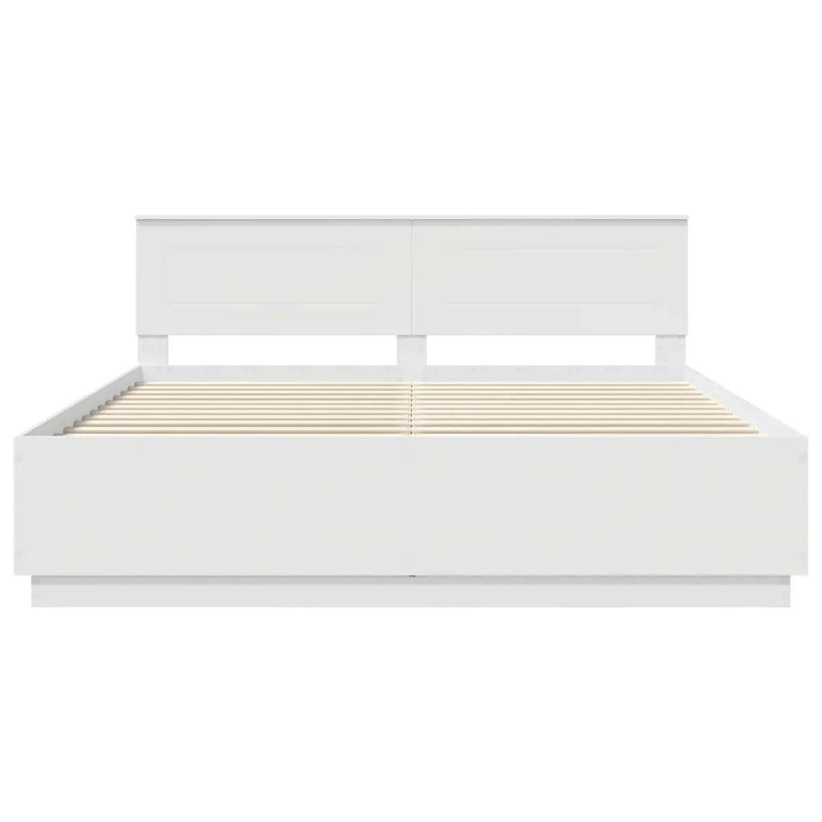 Bed Frame White 180 x 200 cm Wall-Mounted Headboard Modern Engineered Wood